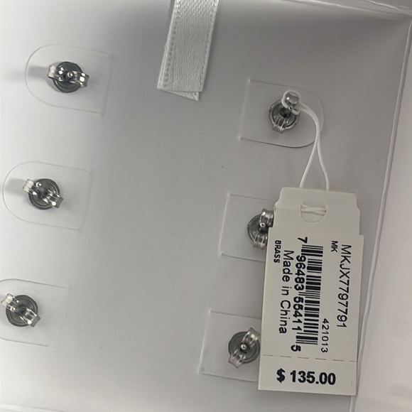 Michael Kors Rose Gold Open Heart/MK Logo/Pave’ Crystal Stud Earrings w/Dust Bag - Picture 9 of 14